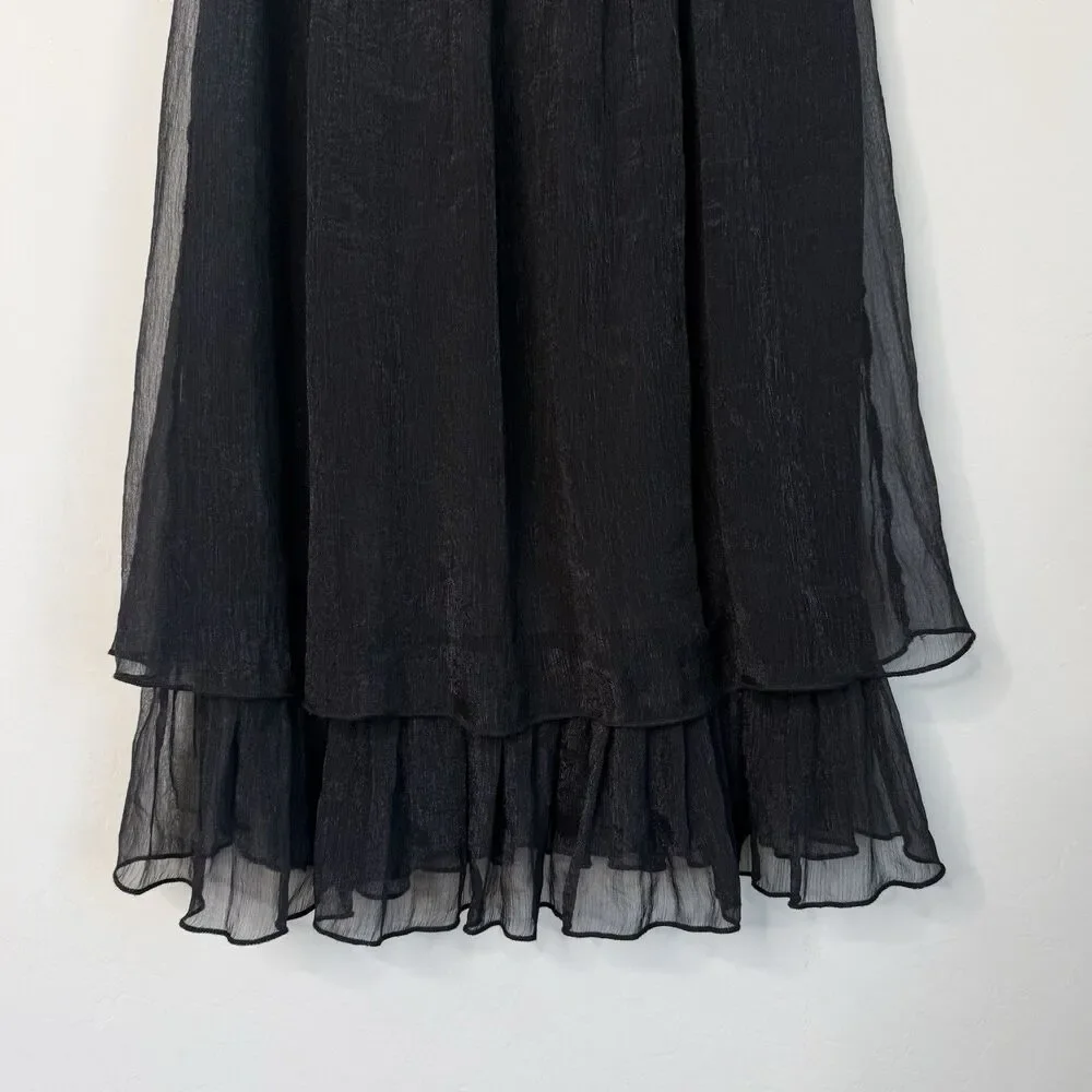 Black Rosette Fairy Grunge Coquette Babydoll Layered Mini Dress Whimsigoth - Picture 2 of 9